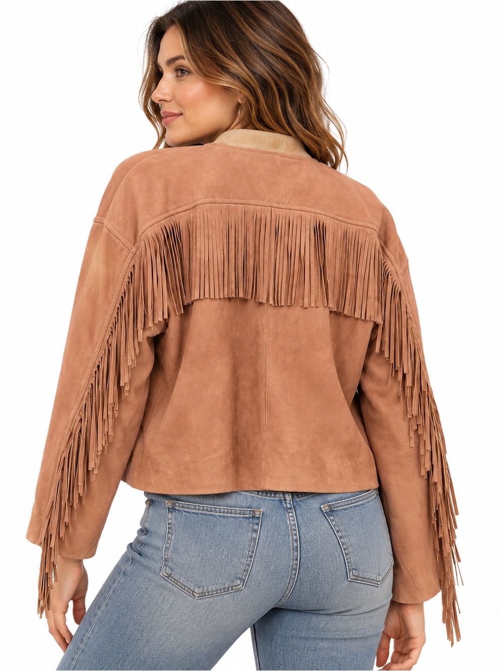 SUNDANCE Genuine Leather Fringe Western Jacket Women’s Size 12